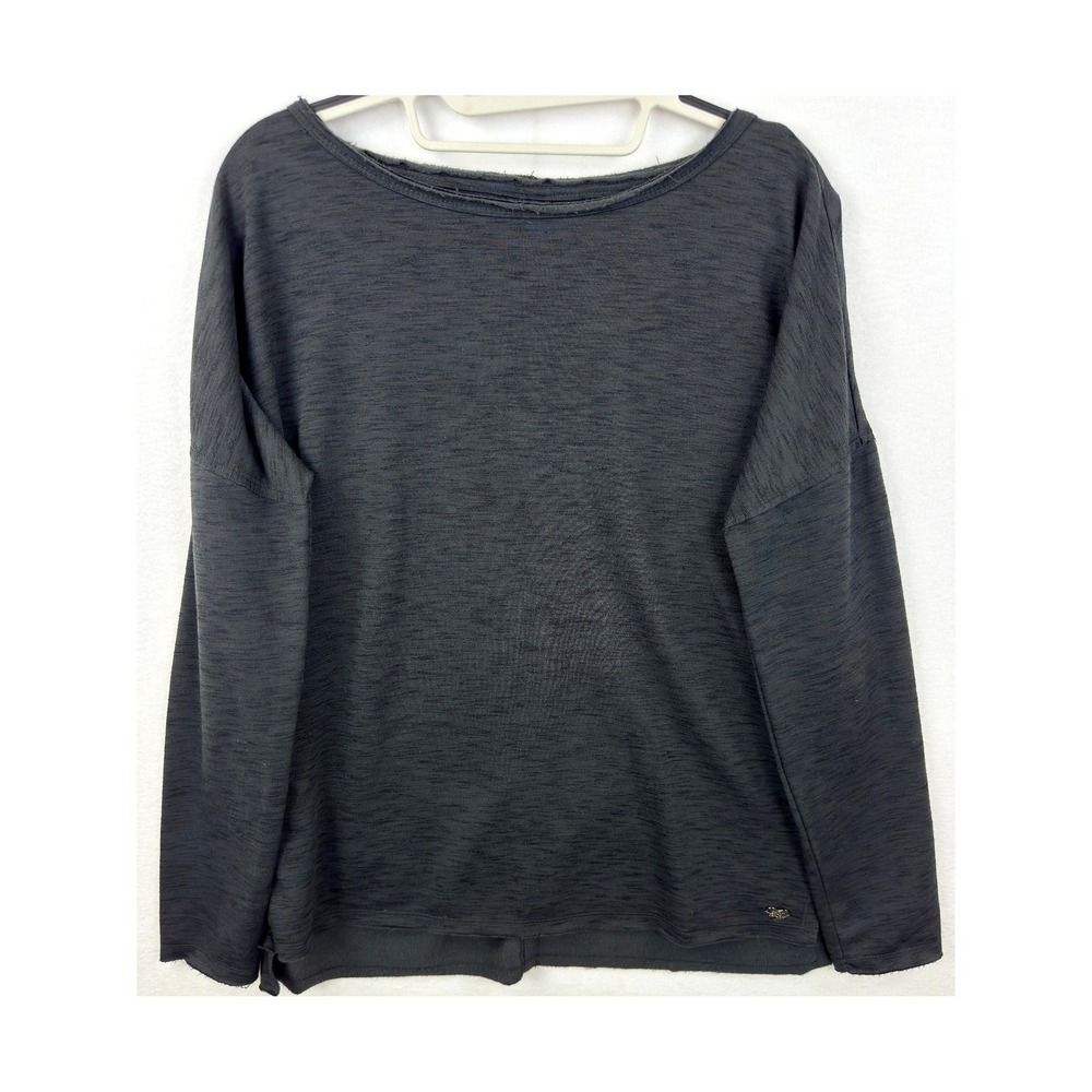 Betsey Johnson Women Gray Long Sleeve Boat Neck High Low Top Size XL Charcoal